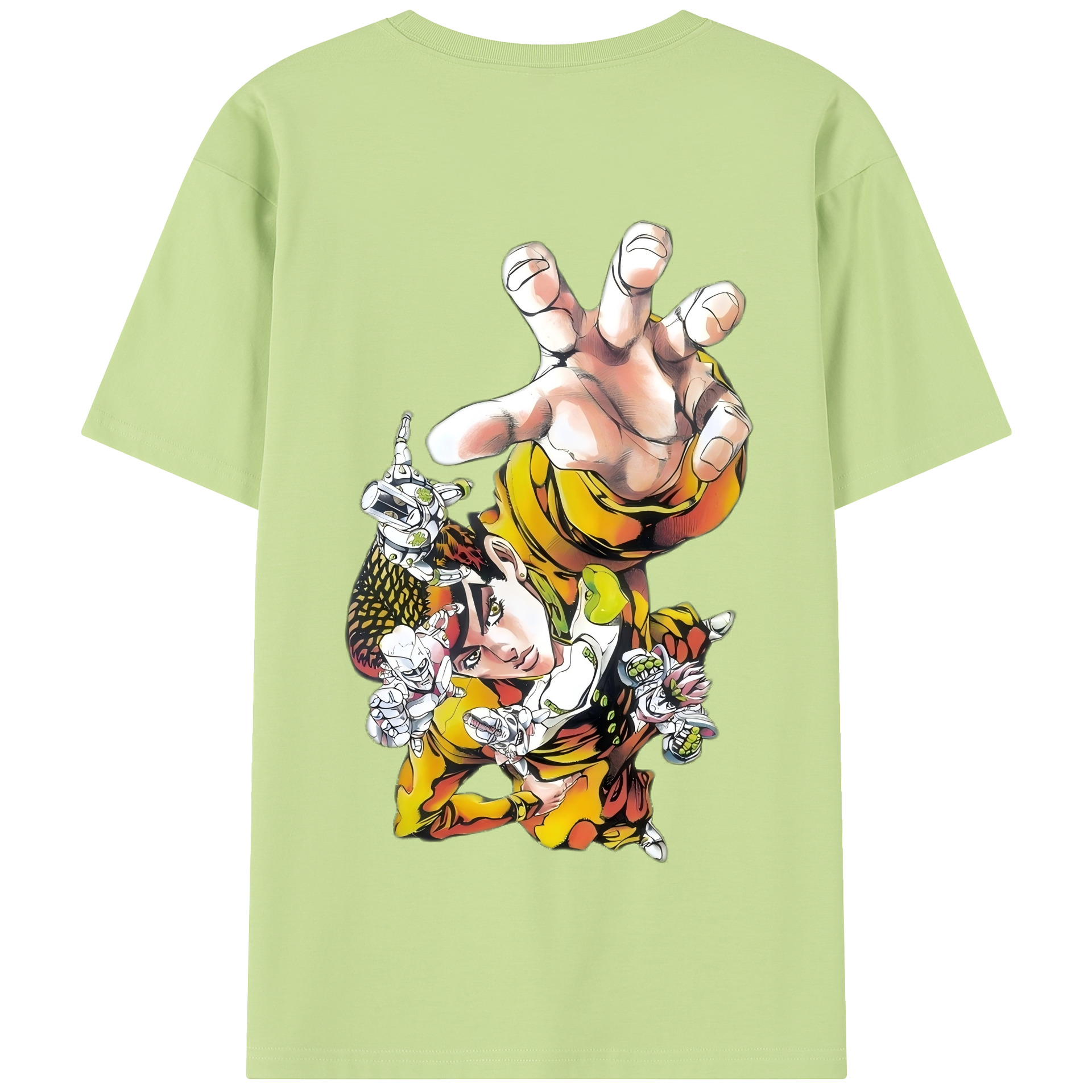 （画像用） ジョジョの奇妙な冒険 ひがしかた じょうすけ JoJo's Bizarre Adventure Higashikata Josuke 綿100％半袖Tシャツ（背面プリント）